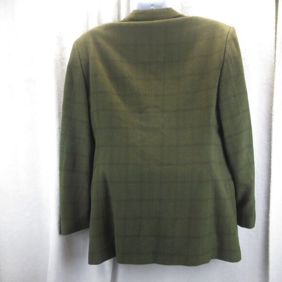 VTG Giorgio Armani Mens Classic Sport Coat One Button Plaid Green Wool 42R ITALY - Picture 4 of 16